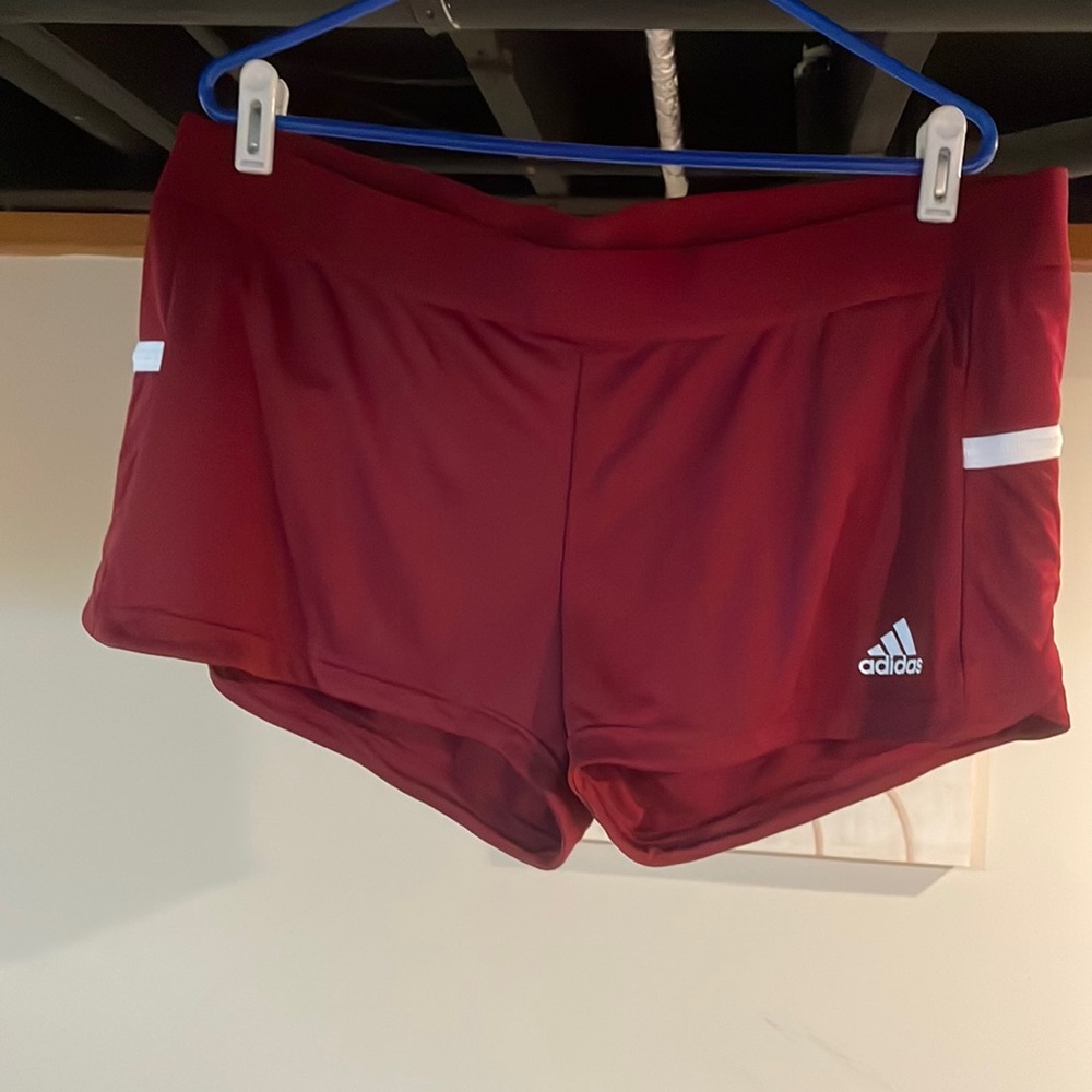 Red adidas shorts